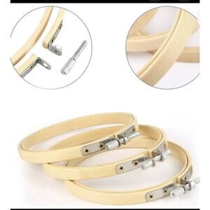 Pllieay 6 Pieces 4 Inch Embroidery Hoops‎ Bamboo Circle Cross Stitch Hoop Ring